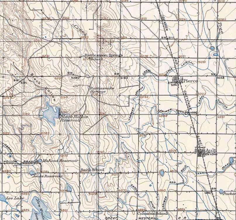 1908 Topo Map of Eaton Colorado