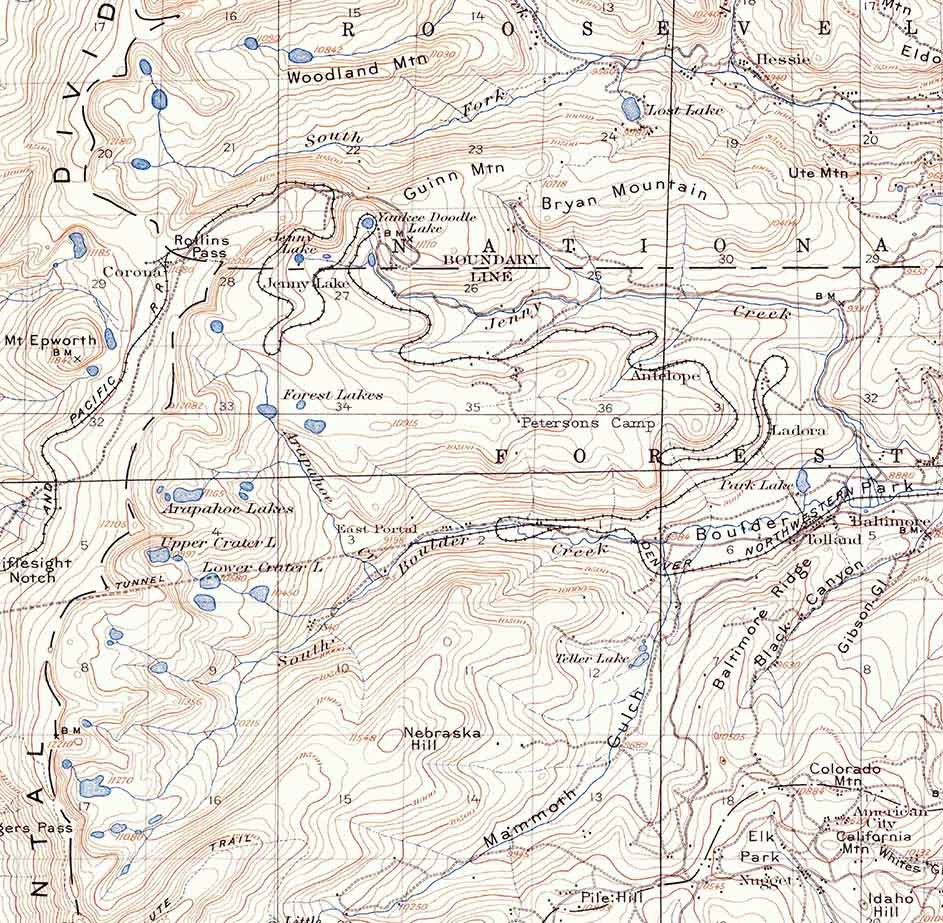 1910 Topo Map of Central City Colorado