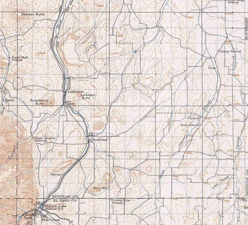 1913 Topo Map of Castle Rock Colorado