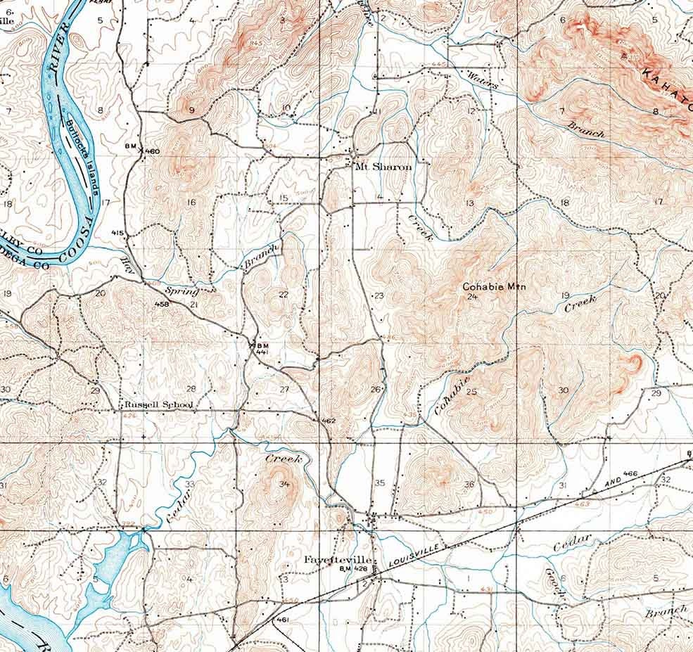 1915 Topo Map of Gantts Quarry Alabama