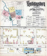 1886 Town Map of Hollidaysburg Blair County Pennsylvania