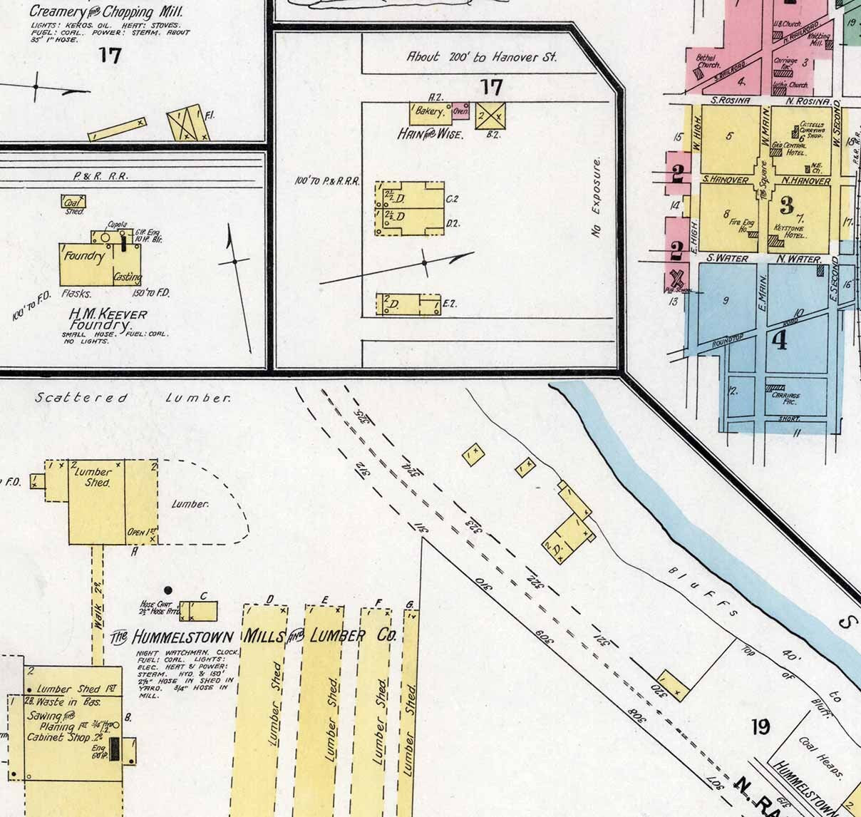 1895 Town Map of Hummelstown Dauphin County Pennsylvania