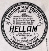1908 Town Map of Hellam York County Pennsylvania