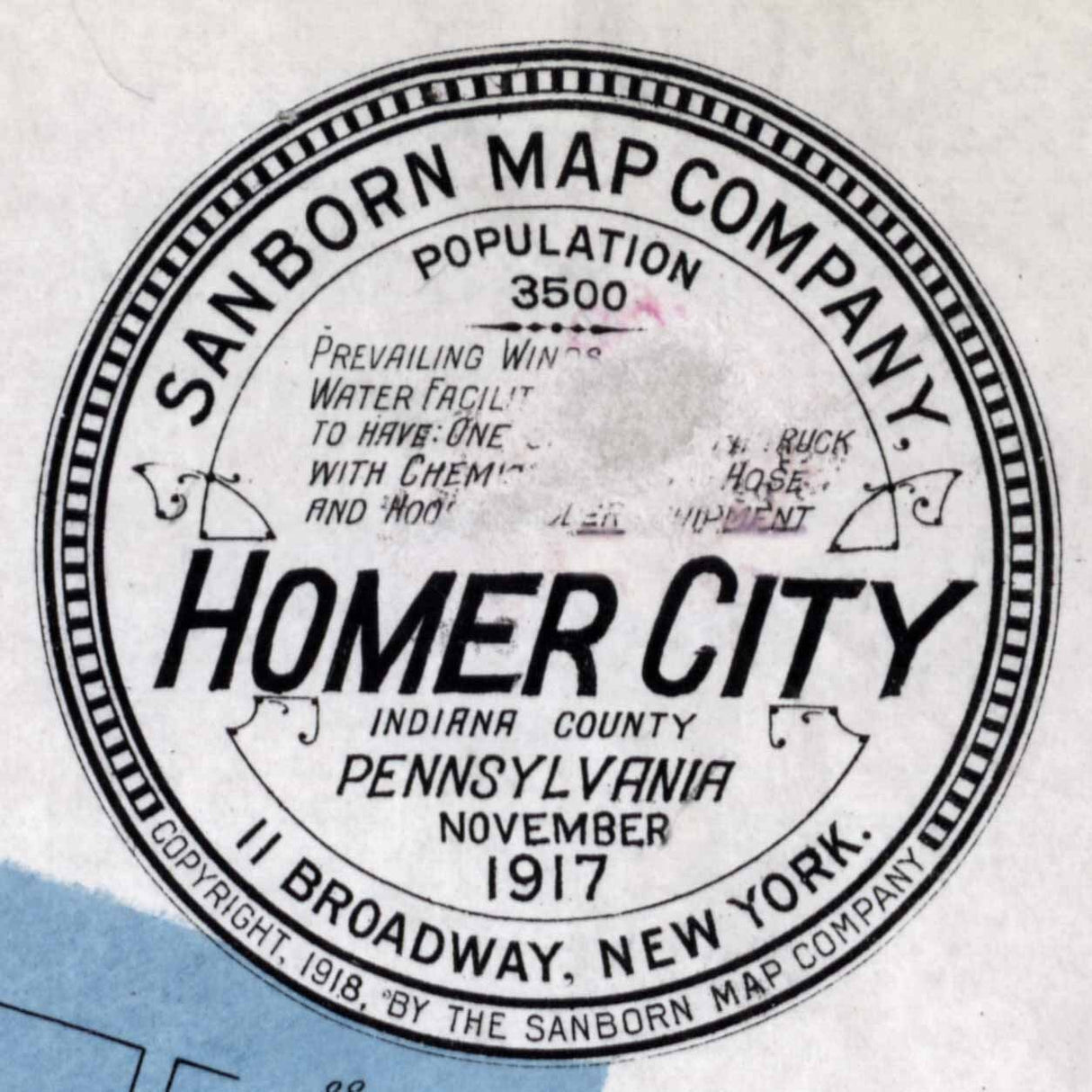 1917 Town Map of Homer City Indiana County Pennsylvania