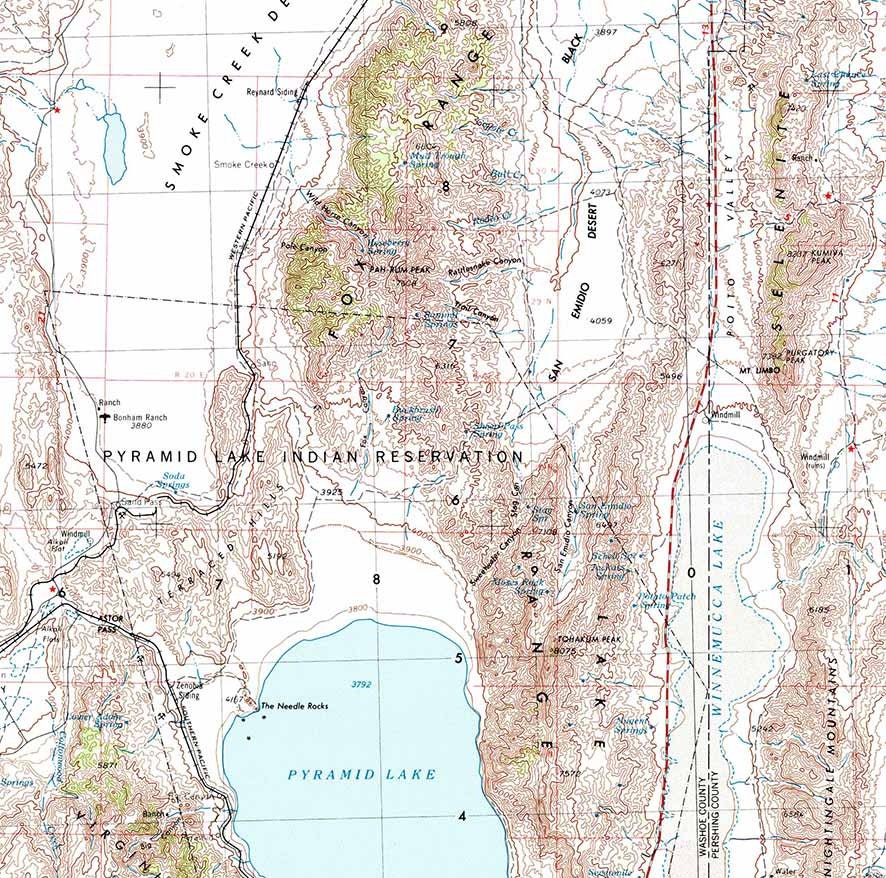 1955 Topo Map of Lovelock Nevada NV Lake Pyramid