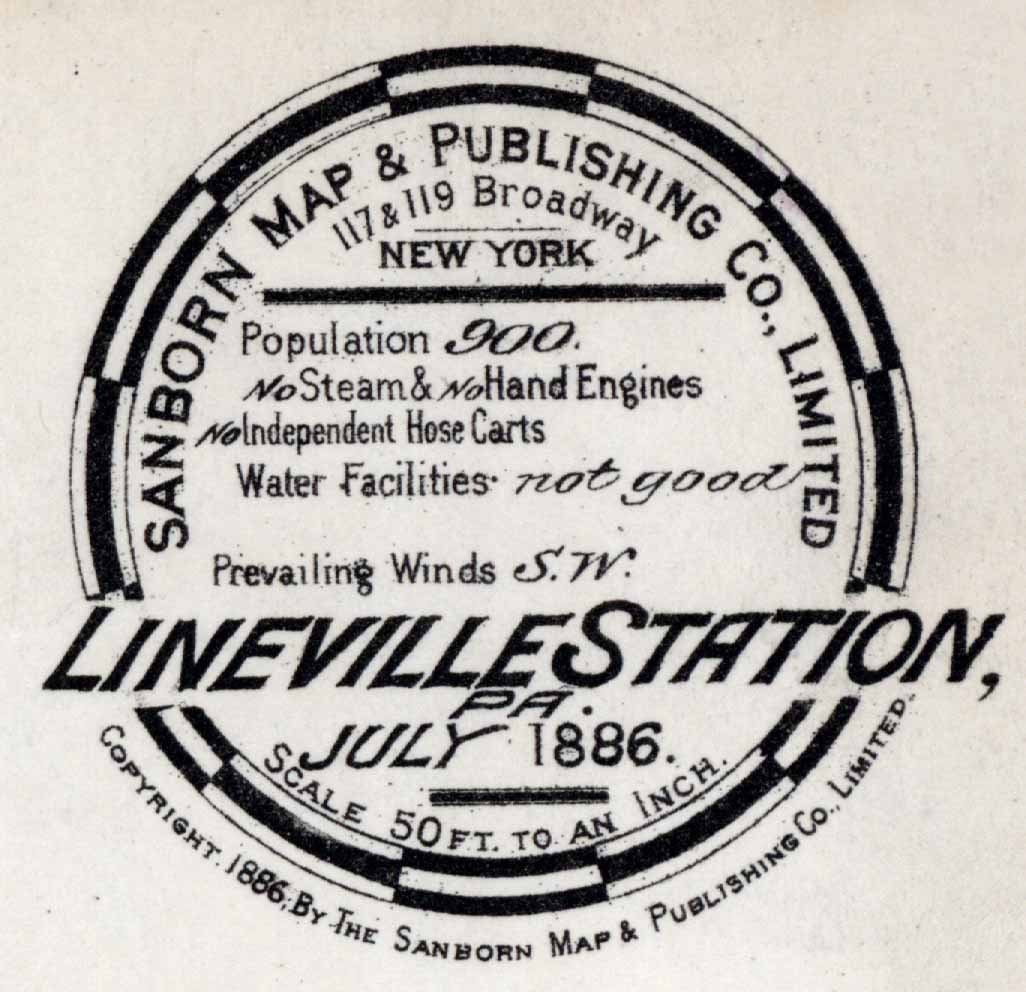 1886 Town Map of Linesville Crawford County Pennsylvania