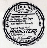 1891 Town Map of Homestead Allegheny County Pennsylvania