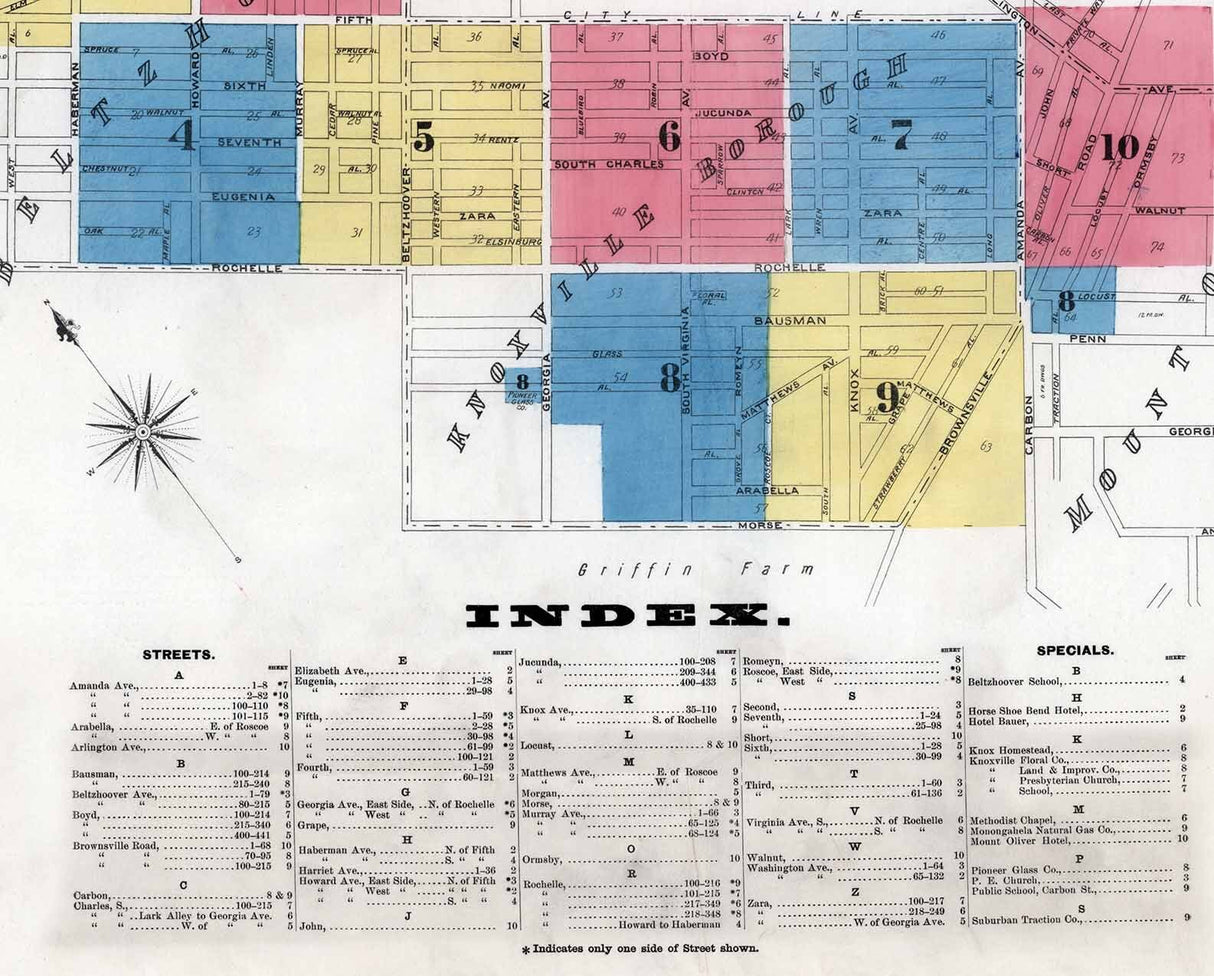 1893 Town Map of Knoxville Borough Allegheny County Pennsylvania