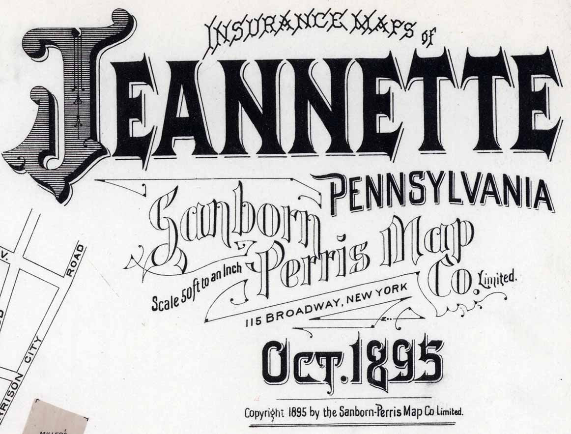 1895 Town Map of Jeannette Westmoreland County Pennsylvania