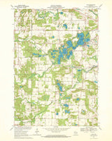 1969 Topo Map of King Quadrangle Wisconsin Long Lake Chain