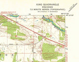 1969 Topo Map of King Quadrangle Wisconsin Long Lake Chain