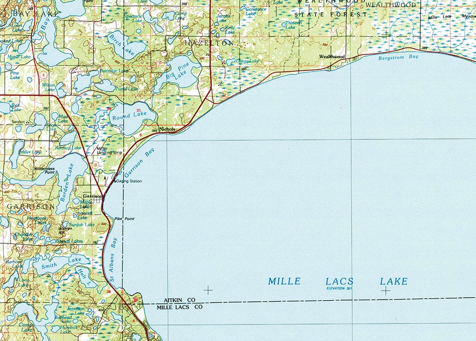 1985 Topo Map of Mille Lacs Lake Quad Minnesota