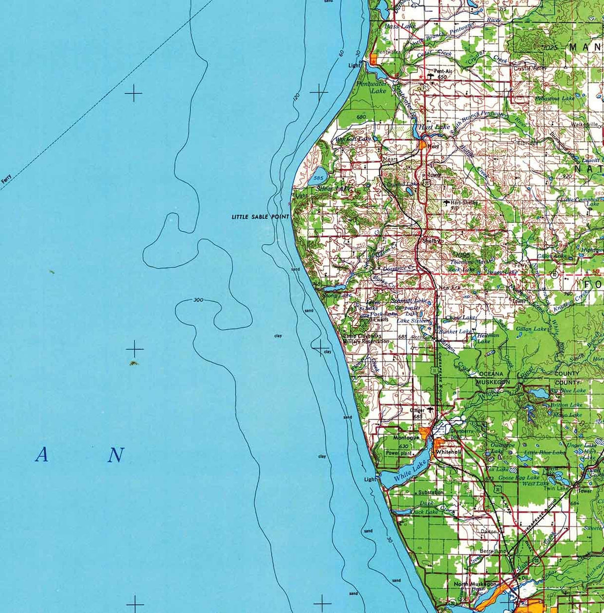 1954 Topo Map of Milwaukee Michigan Manistee National Forest