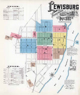 1890 Town Map of Lewisburg Union County Pennsylvania