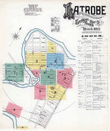 1892 Town Map of Latrobe Westmoreland County Pennsylvania