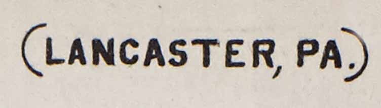 1897 Town Map of Lancaster County Pennsylvania