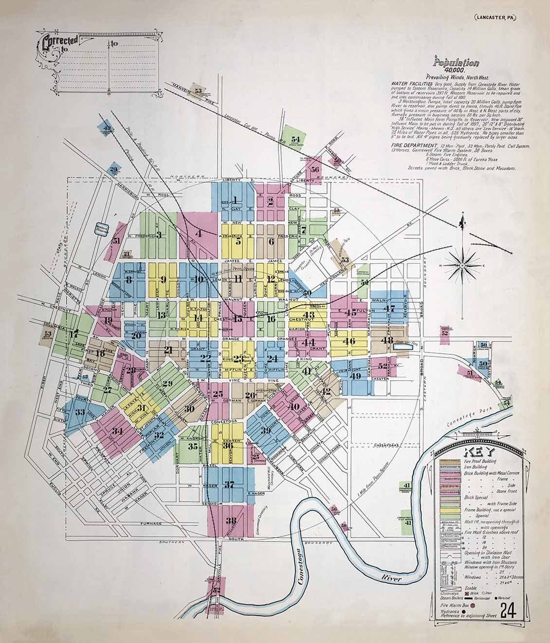 1897 Town Map of Lancaster County Pennsylvania