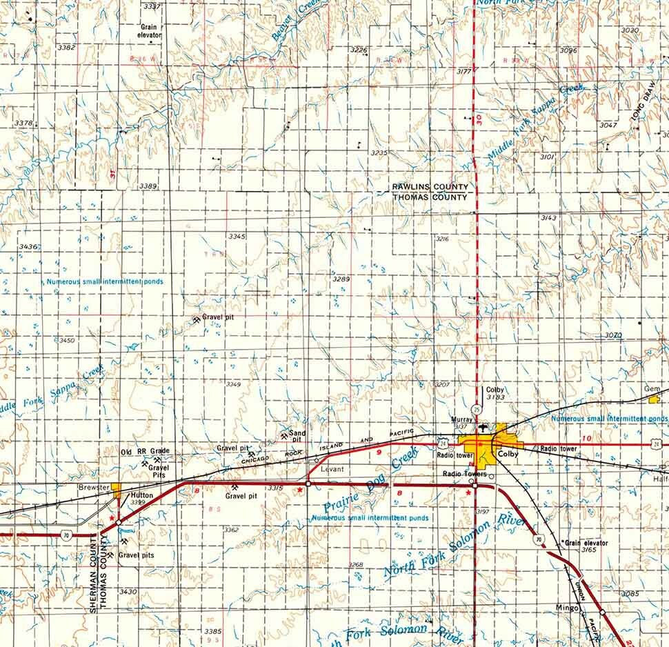 1954 Topo Map of Goodland Kansas Colby