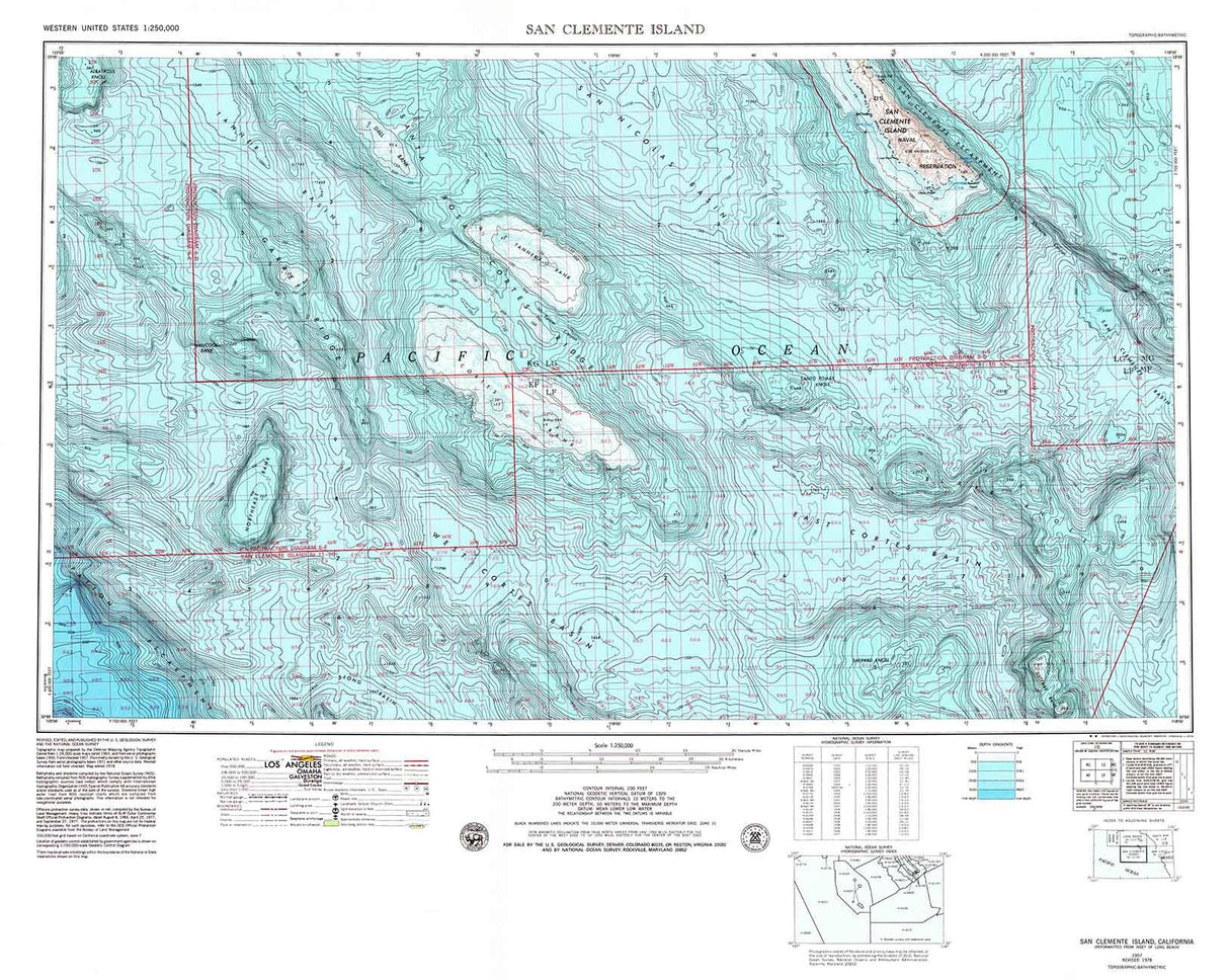 1957 Topo Map of San Clemente Island California