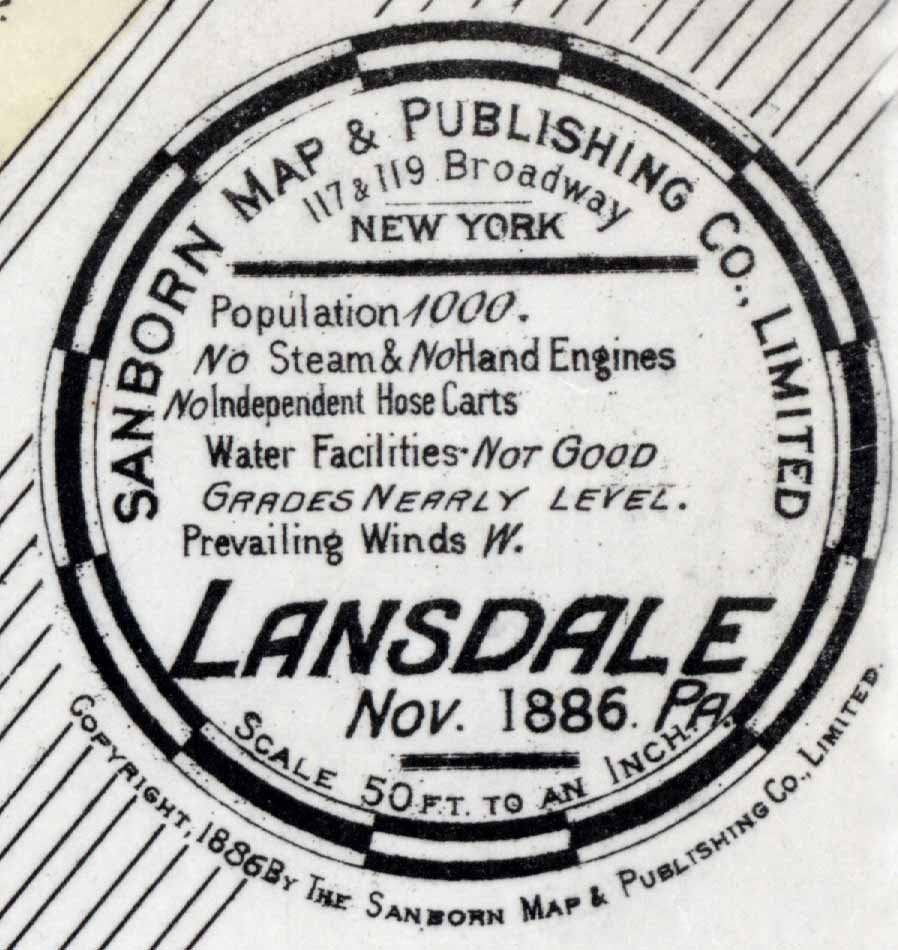 1886 Town Map of Lansdale Montgomery County Pennsylvania