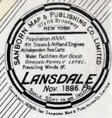 1886 Town Map of Lansdale Montgomery County Pennsylvania
