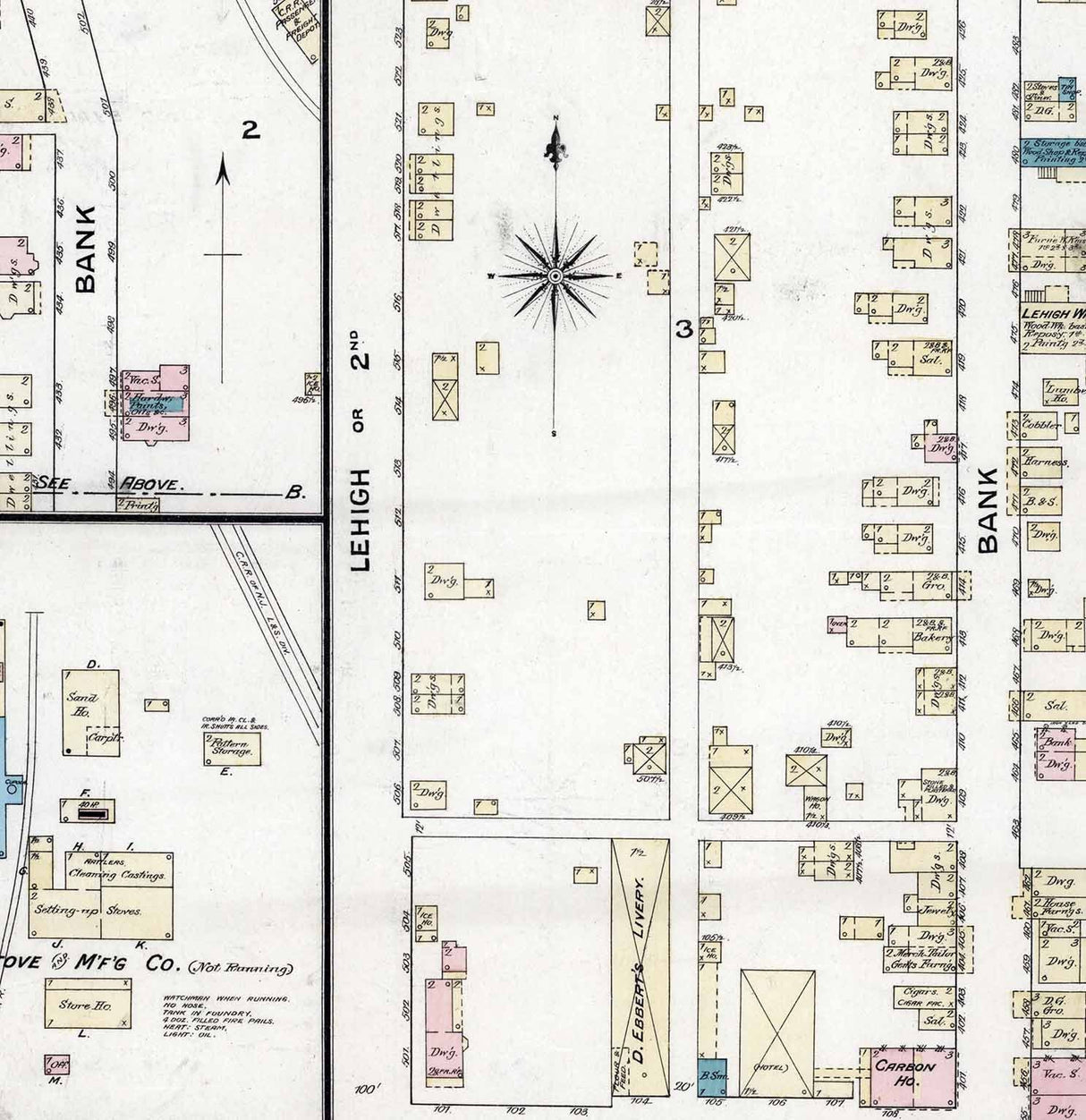 1887 Town Map of Lehighton Carbon County Pennsylvania