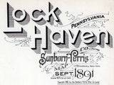 1891 Town Map Lock Haven Clinton County Pennsylvania