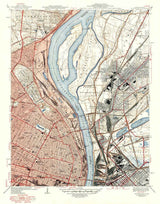 1940 Topo Map of Granite City Illinois Mississippi River