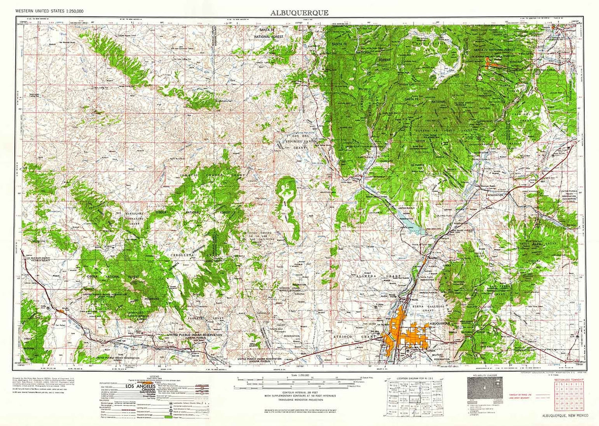 1958 Topo Map of Albuquerque New Mexico Santa Fe National Forest