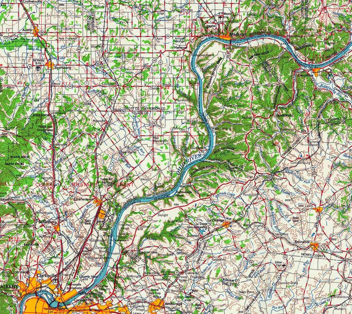 1964 Topo Map of Louisville Kentucky Lexington