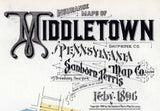 1896 Town Map of Middletown Dauphin County Pennsylvania