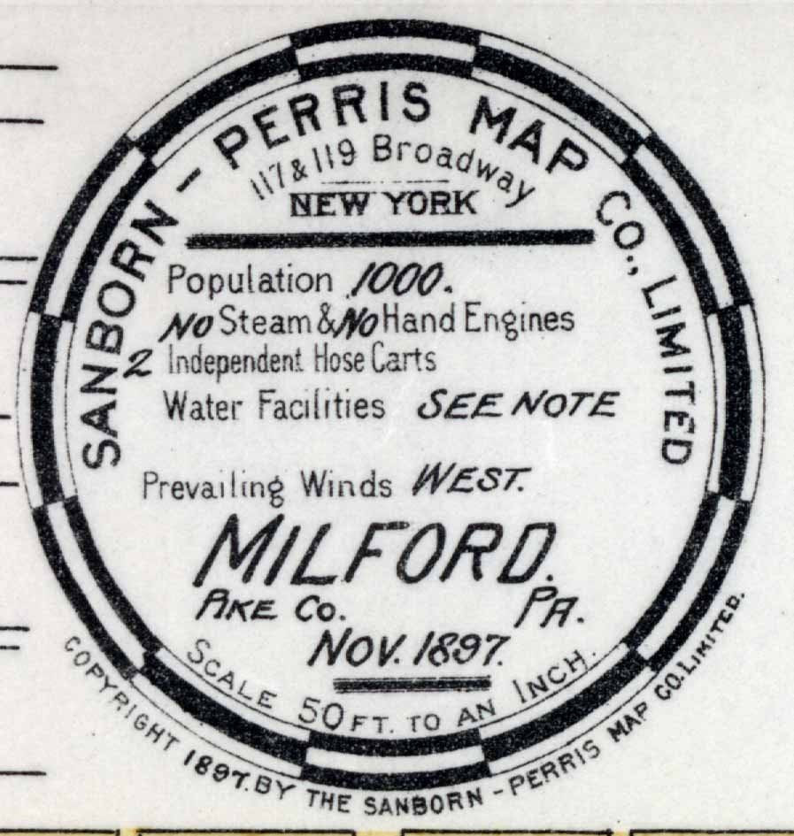 1897 Town Map of Milford Pike County Pennsylvania