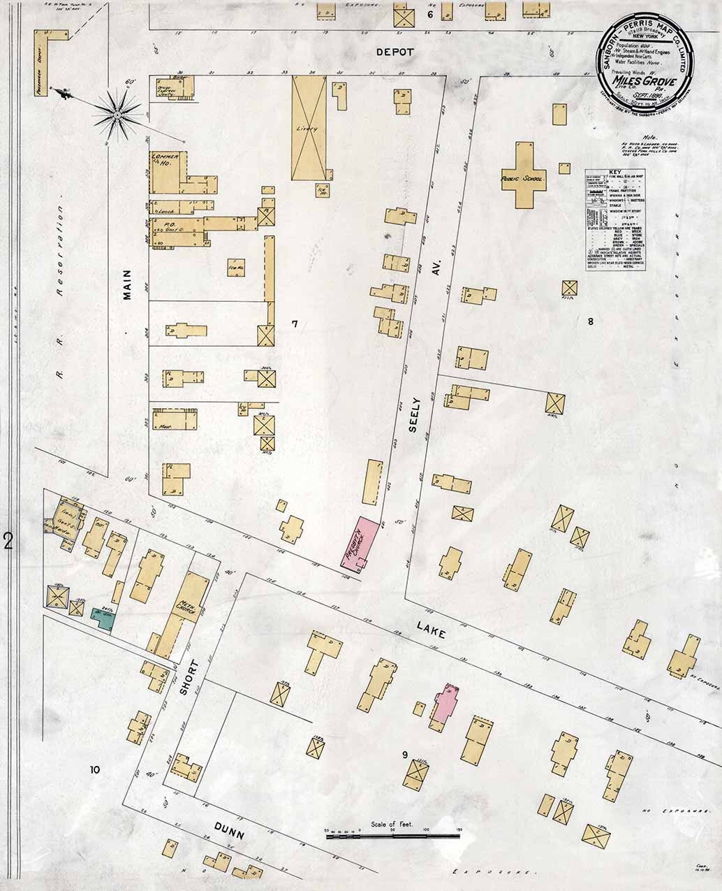1898 Town Map of Miles Grove Erie County Pennsylvania