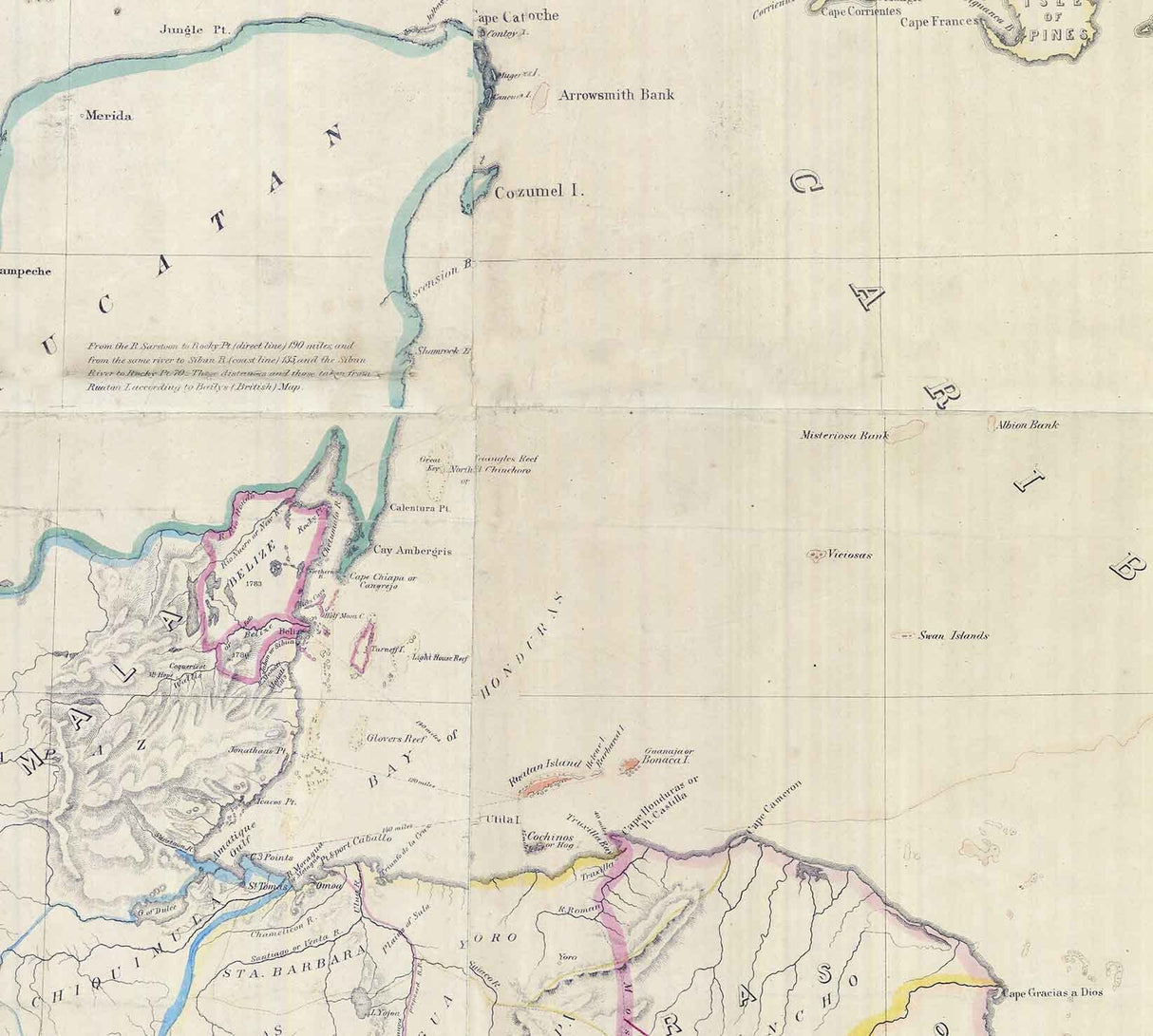 1856 Map of Central America Jamaica Nicaragua Florida Mexico