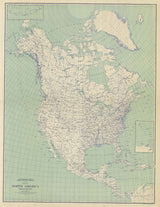 1912 Map of North America South America Canada Greenland