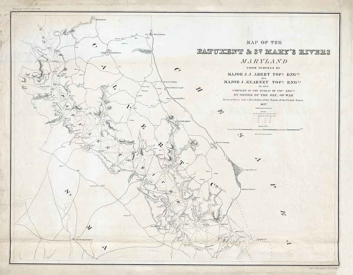 1857 Map of Patuxent & Saint Marys Rivers Maryland