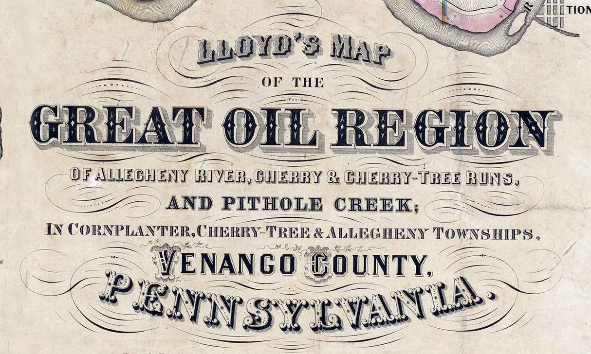 1864 Lloyds map of the Great Oil Region of Allegheny River Pennsylvania