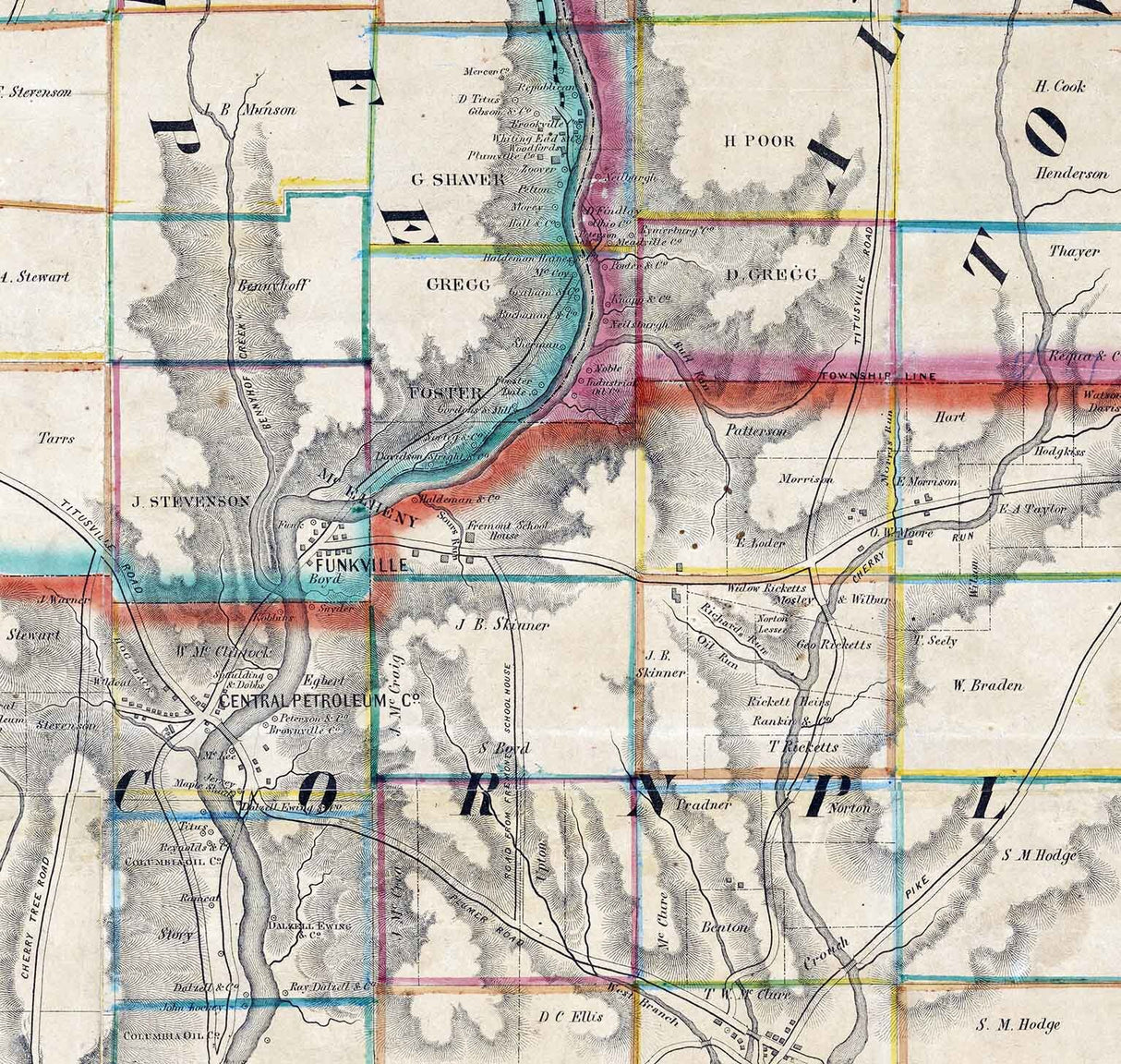 1864 Lloyds map of the Great Oil Region of Allegheny River Pennsylvania