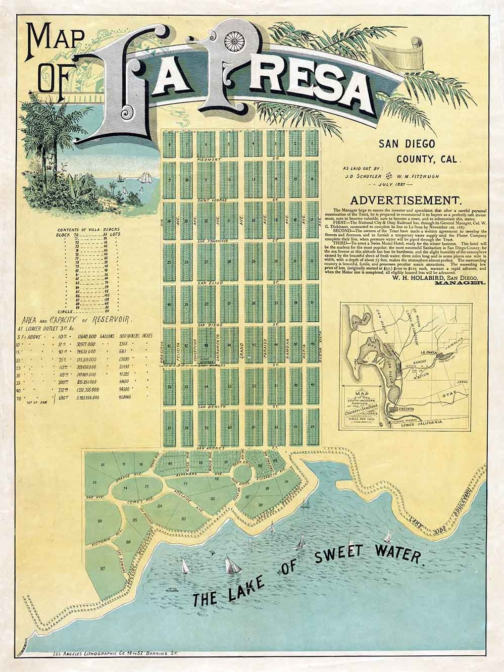 1887 Map of La Presa San Diego County California