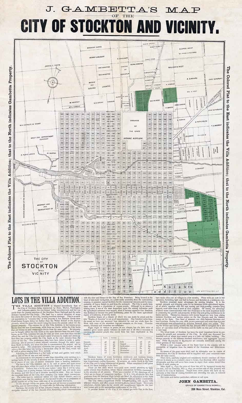 1891 Map of Stockton California