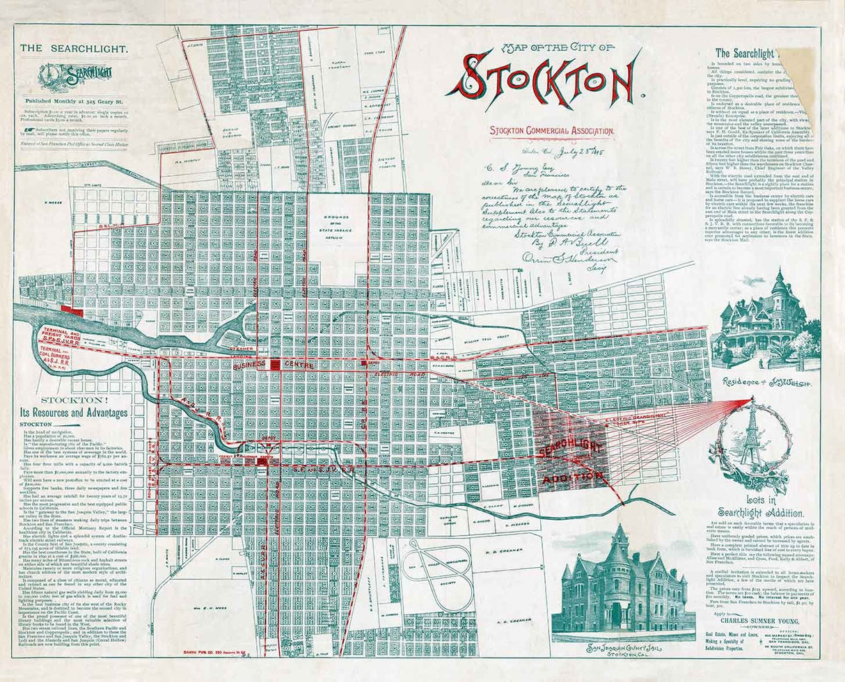 1896 Map of Stockton California