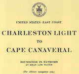 1943 Nautical Map of Ship Wrecks Charleston Light to Cape Canaveral