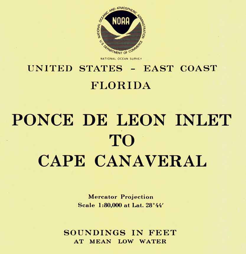 1975 Nautical Map of Ponce De Leon Inlet to Cape Canaveral