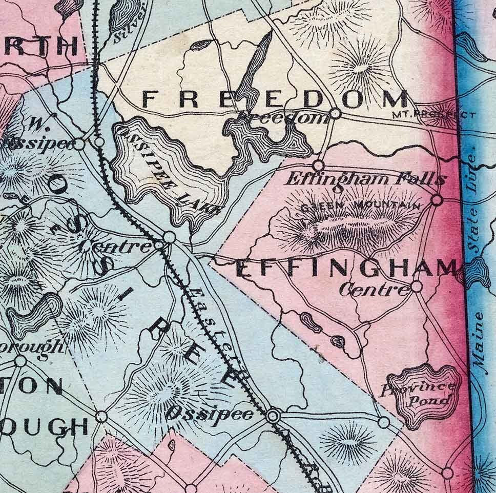 1870s Map of The Lake Country New Hampshire Lake Winnepesaukee & Squam Lake