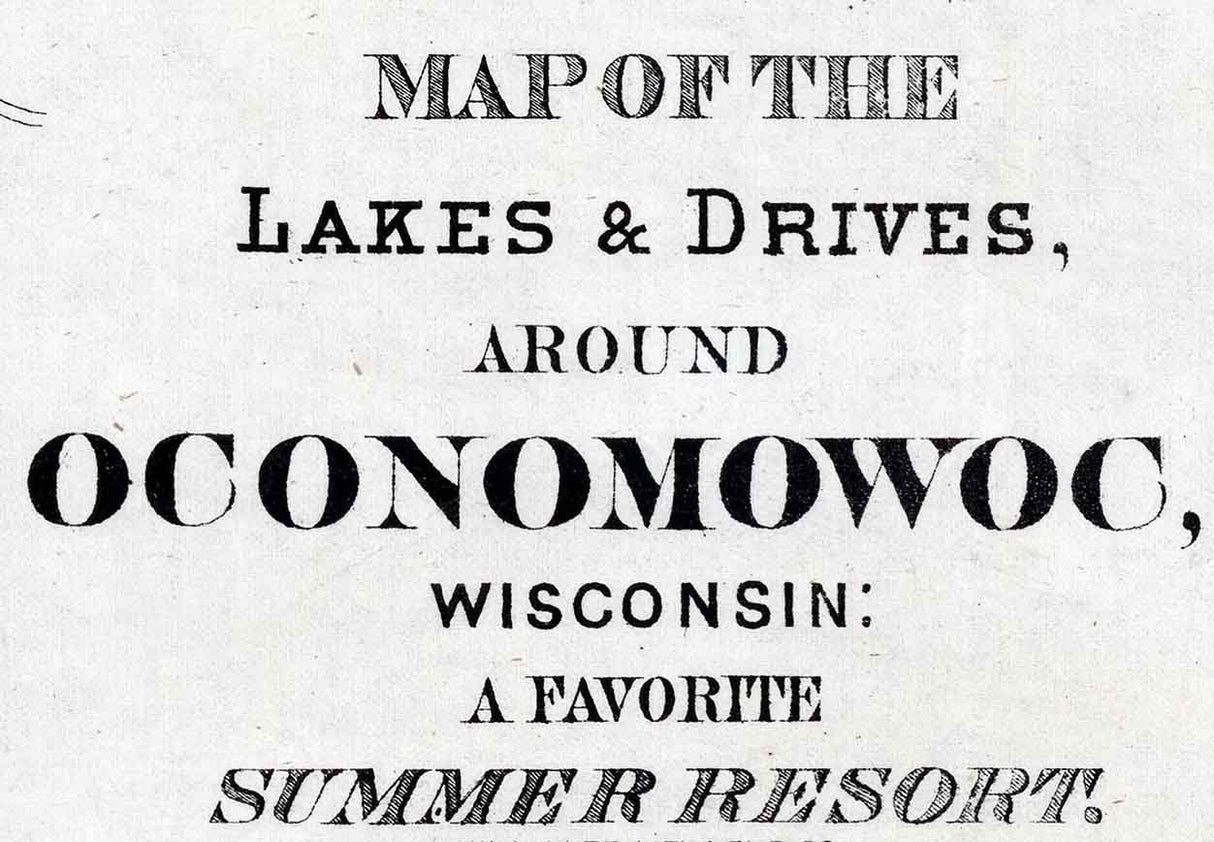1876 Map of Lakes Around Oconomowoc Wisconsin