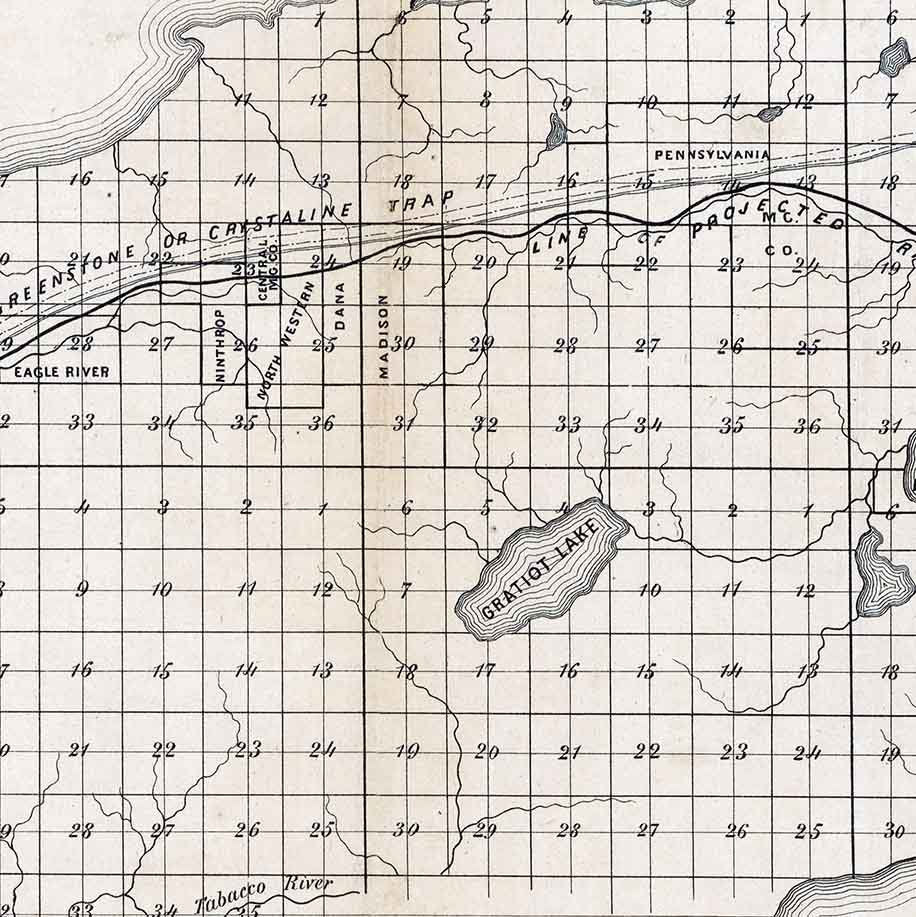 1880 Map of Keweenaw Point and Portage Lake Superior