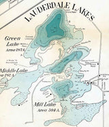 1898 Map of Delavan and Lauderdale Lakes Walworth County Wisconsin