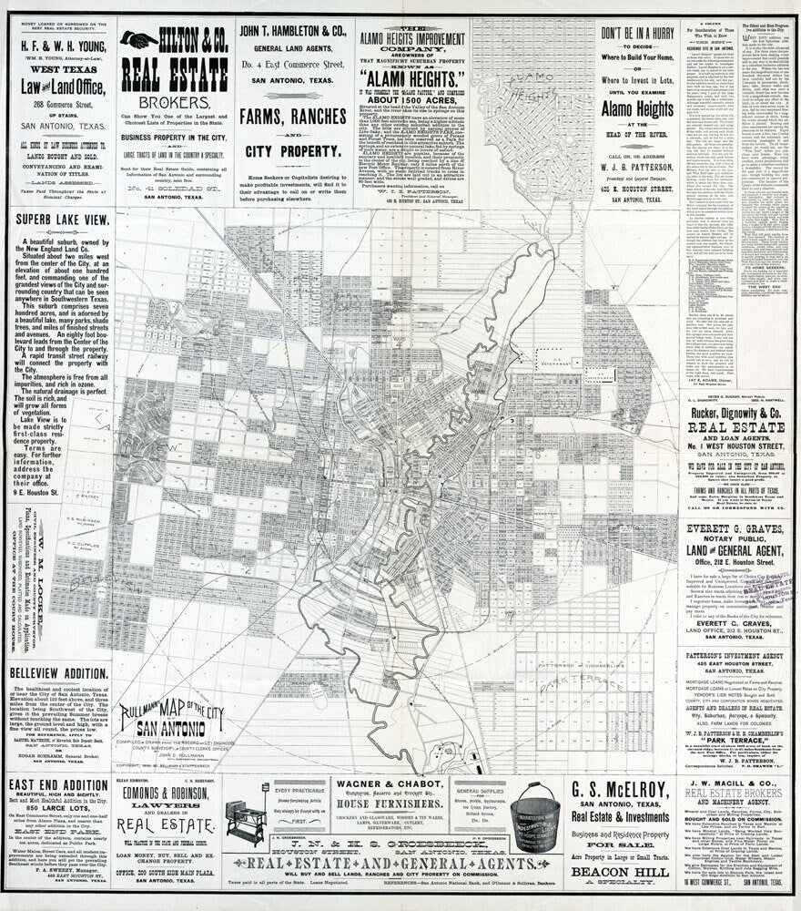 1890 Map of San Antonio Texas