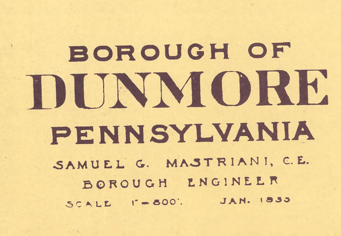 1933 Map of Dunmore PA Scranton