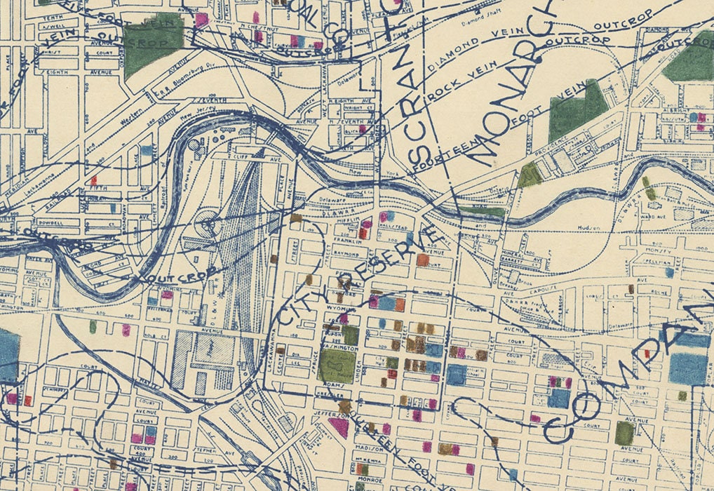 1936 Scranton Pennsylvania Coal Mine Map